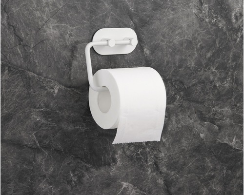 Distributeur de papier toilette avec rouleau de papier sur un mur gris