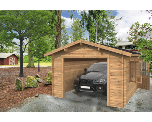 Garage simple Palmako Roger 19,0 m² sans portail 360 x 550 cm apprêt par immersion marron