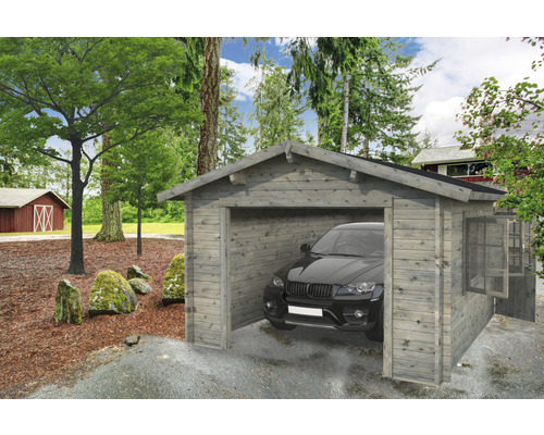 Garage simple Palmako Roger 19,0 m² sans portail 360 x 550 cm apprêt par immersion gris