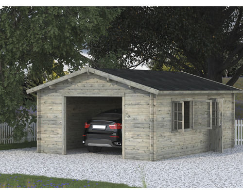 Garage simple Palmako Roger 23,9 m² sans portail 450 x 550 cm apprêt par immersion gris