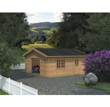 Garage simple Palmako Roger 27,7 m² sans portail 540 x 540 cm apprêt par immersion marron