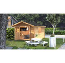 Abri de jardin Palmako Sally 10,2 m² y compris plancher et auvent 362 x 440 cm imprégné par immersion marron