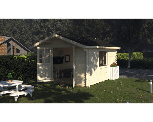 Abri de jardin Palmako Sally 10,2 m² avec plancher et auvent 300 x 360 cm apprêt par immersion