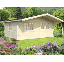 Abri de jardin Palmako Sally 19,1 m² y compris plancher et auvent 577 x 560 cm naturel