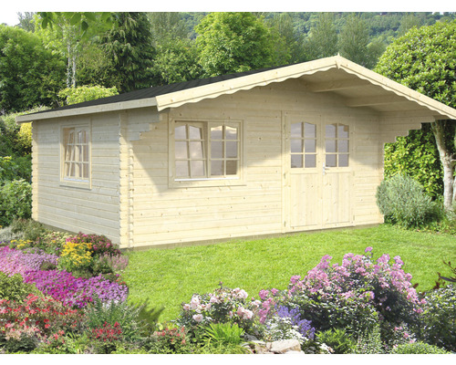 Gartenhaus Palmako Sally 19,1 m² inkl. Fußboden und Vordach 577 x 560 cm natur