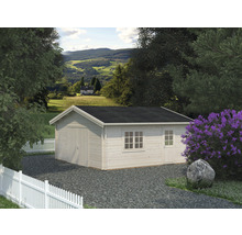 Garage simple Palmako Roger 27,7 m² avec porte en bois 540 x 540 cm apprêt par immersion