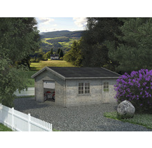Garage simple Palmako Roger 27,7 m² avec portail sectionnel 540 x 540 apprêt par immersion gris