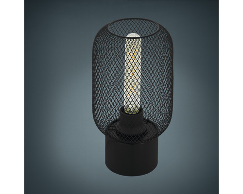 Lampe de table acier 1 ampoule HxØ 285x150 mm Wrington noir avec interrupteur à câble