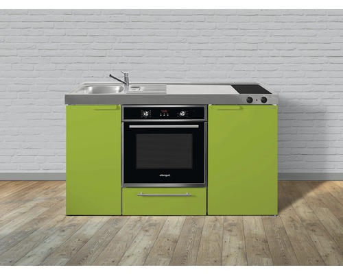 Stengel-Küchen Singleküche mit Geräten Kitchenline 150 cm weiß glänzend montiert Variante links