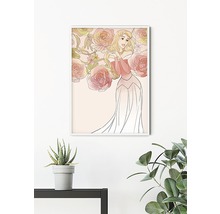 Tableau mural encadré avec motif de la Belle au bois dormant et roses