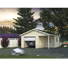 Garage simple Palmako Roger 21,9+5,2 m² avec portail sectionnel 510 x 550 cm apprêt par immersion