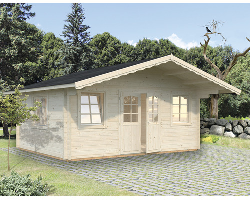 Gartenhaus Palmako Helena 18,6 m² inkl. Fußboden und Vordach 608 x 554 cm natur