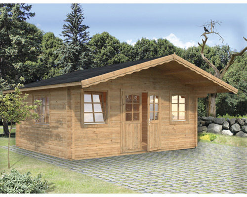 Abri de jardin Palmako Helena 18,6 m² avec plancher et auvent 510 x 390 cm apprêt par immersion marron