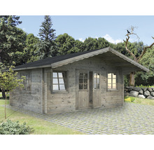 Abri de jardin Palmako Helena 18,6 m² y compris plancher et auvent 608 x 554 cm imprégné par immersion gris