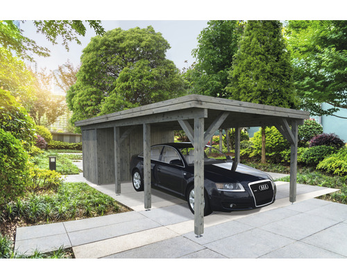 Espace outils Palmako pour carport Karl 23,1 m² 315 x 196 cm apprêt par immersion gris