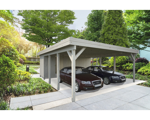 Espace outils Palmako pour carport Karl 40,6 m² 555 x 196 cm apprêt par immersion