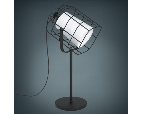 Lampe de table acier/textile 1 ampoule lxLxl 570x275x260 mm Bittams noir/blanc avec interrupteur à câble