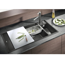 Spüle Blanco AXIA III 6 S 1000 x 510 mm schwarz ohne Multifunktionsschale 525850 1 Spülbecken Becken rechts Mit Restebecken Mit Tropffläche