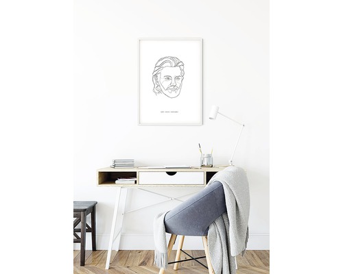 Dessin décoratif d''un homme au-dessus d''un bureau