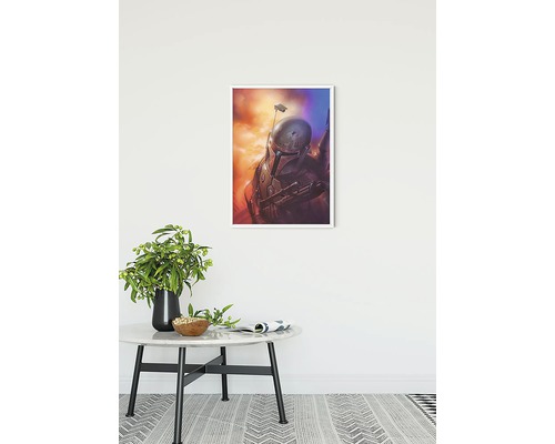 Dekoratives gerahmtes Bild eines futuristischen Kriegers im Innenraum