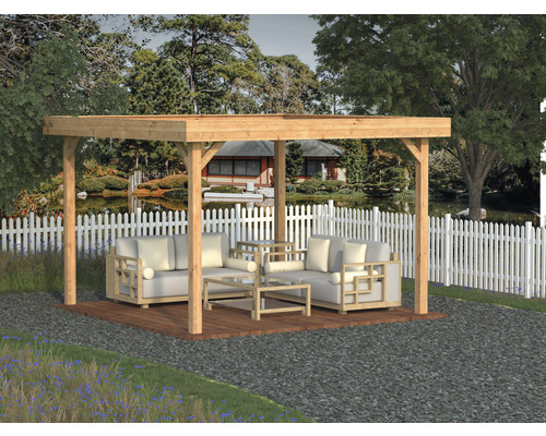 Pavillon Palmako Lucy 12,2 m² 349 x 349 cm apprêt par immersion marron