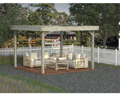 Pavillon Palmako Lucy 12,2 m² 349 x 349 cm tauchgrundiert grau