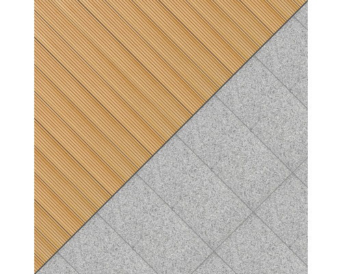 Lames de terrasse en bois et dalles en pierre pour l''extérieur