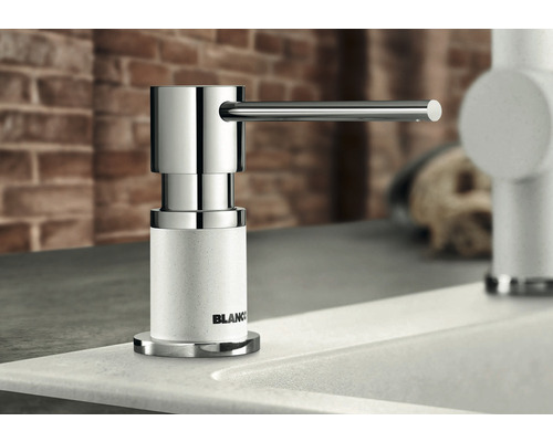 Blanco Logo Spülmittelspender aus Edelstahl und Keramik