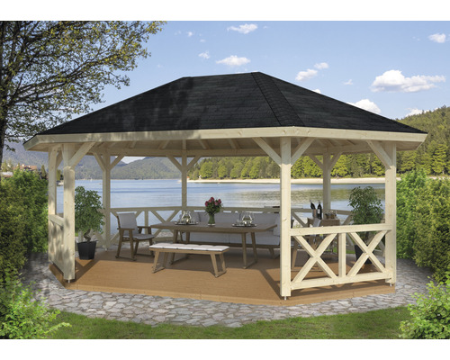 Pavillon Palmako Betty 25,0 m² carré avec garde-corps sans plancher 617 x 467 cm apprêt par immersion