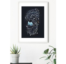 Image encadrée avec une représentation stylisée de Jasmine, entourée d''étoiles et de lunes