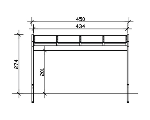 Schéma technique d''un piètement de table avec dimensions