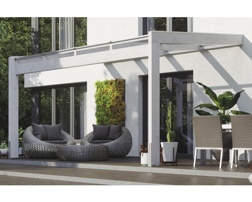 Toiture pour terrasse SKAN HOLZ Novara avec courroies de poteau 450x259 cm blanc-0