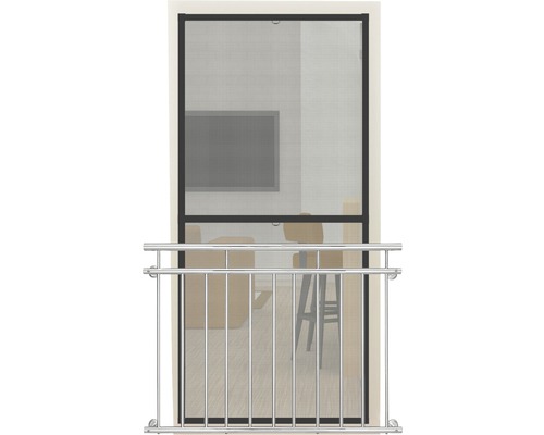 Insektenschutzrollo am Balkon mit Geländer