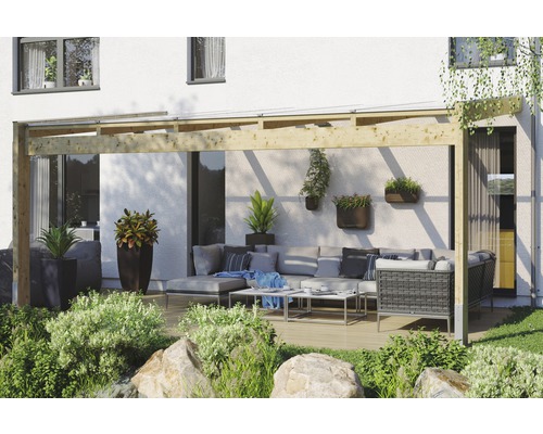 Terrassenüberdachung SKAN HOLZ Novara mit Pfostenlaschen 557x359 cm natur Terrassenüberdachung SKAN HOLZ Novara mit Pfostenlaschen 557x359 cm natur