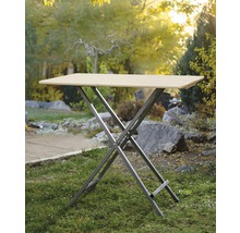 Table haute 120 x 80 x 110 cm avec plateau en bois d’épicéa et cadre en métal-thumb-2