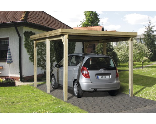 Carport simple weka Optima taille 1 322x512 cm, traité en autoclave par imprégnation