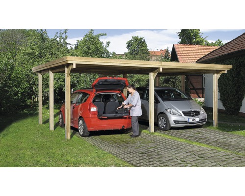 Carport double weka Optima taille 3 603x512 cm, traité en autoclave par imprégnation