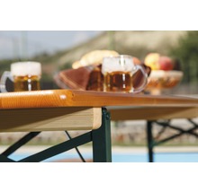 Ensemble table et bancs brasserie dimensions de la table 220 x 70 x 77 cm épicéa laqué marron, orange-thumb-4