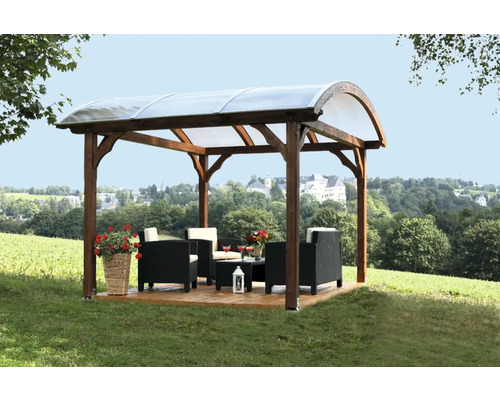 Pavillon Konsta Grenoble avec supports à visser 370 x 327 cm naturel