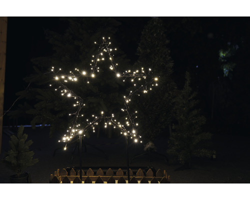 Éclairage de Noël en forme d''étoile avec lumière blanche chaude dans le jardin