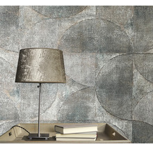 Vliestapete 32821 Vintage Deluxe Kreise silber kupfer