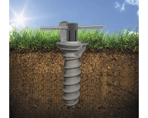 Erdanker zur Befestigung im Boden mit Schraubfunktion