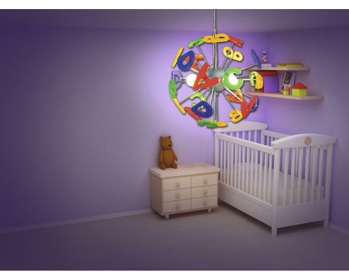 Éclairage pour chambre d'enfants 3 ampoules lettres multicolores hxØ 1200x400 mm Kizi bleu/jaune/rouge/vert