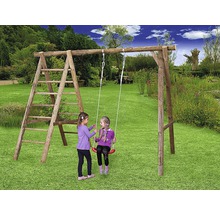 Balançoire simple en bois avec échelle naturel