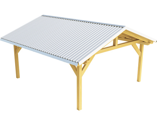Abri en bois avec toit en tôle ondulée