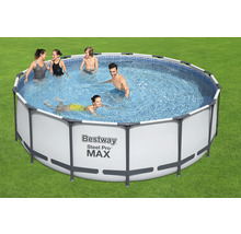 Ensemble de piscine tubulaire hors sol Bestway Steel Pro MAX™ ronde Ø 457x122 cm avec groupe de filtration à sable, échelle et bâche de recouvrement gris clair-thumb-2