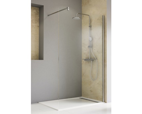 Douche à l'italienne SCHULTE TouraPlus ExpressPlus 90 cm couleur du profilé chrome décor de vitre verre transparent avec verre antitache butée de paroi latérale à gauche butée de paroi latérale à droite