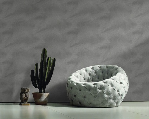 Vue d''une pièce avec un fauteuil, un cactus et une figurine décorative