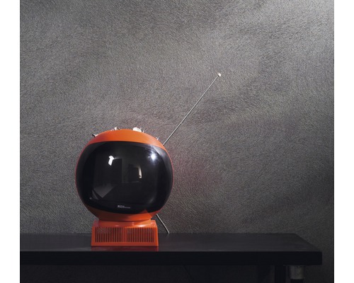Papier peint rond avec télévision au design rétro
