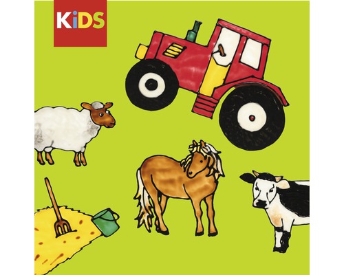 Illustration avec des animaux et un tracteur pour enfants